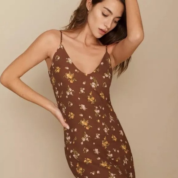 Reformation Ventura floral-print slip dress in Brown - size S - Picture 3 of 12